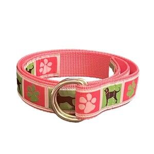 The Black Dog Paw Print Graphic Belt Silver Pink Womens S Labrador Retriever